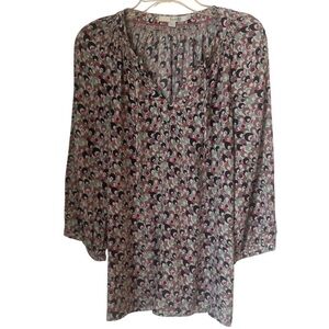 Boden Crescent Moon Multicolor 3/4 Sleeve Front tie Lighweight Summer Blouse 10